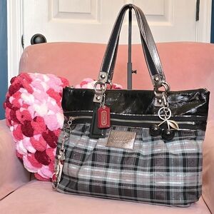 Coach Poppy Tartan Tote Bag